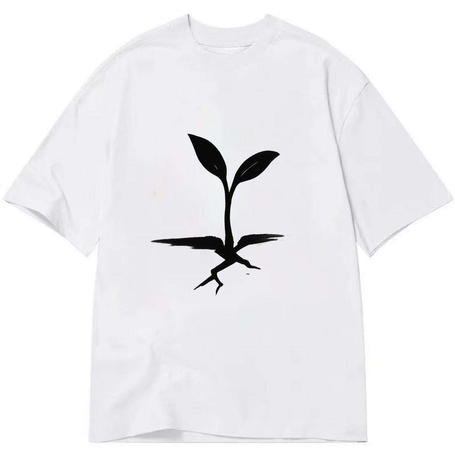 Seedling breaking through concrete - persistence ink brushstrokes - Classic T-shirt - White