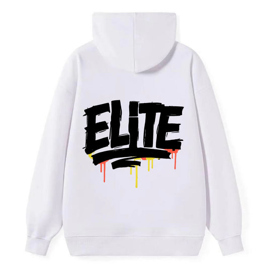 Bold typography design - "ELITE" - top tier, highest level - Classic Pullover Hoodie - White