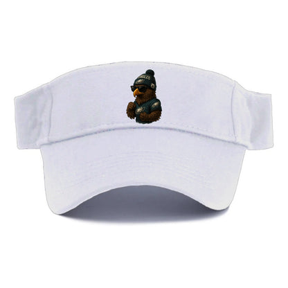 Philly Hawk wearing Eagles beanie with Rocky patch and wayfarer sunglasses - Visor - White