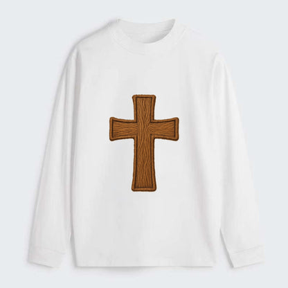 Carved Cross  - Classic Long Sleeve Shirt - White