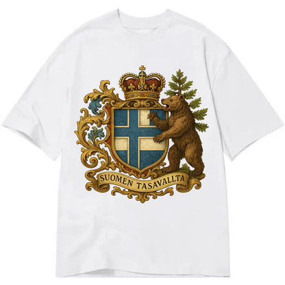 Finland Brown Bear Emblem  - Classic T-shirt - White