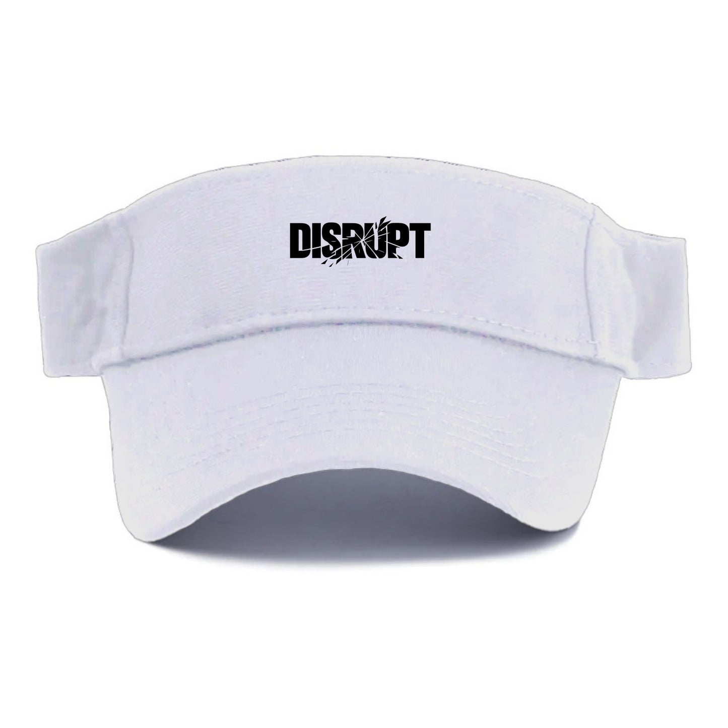 Bold typography design - "DISRUPT" - breaking patterns, changing game - Visor - White
