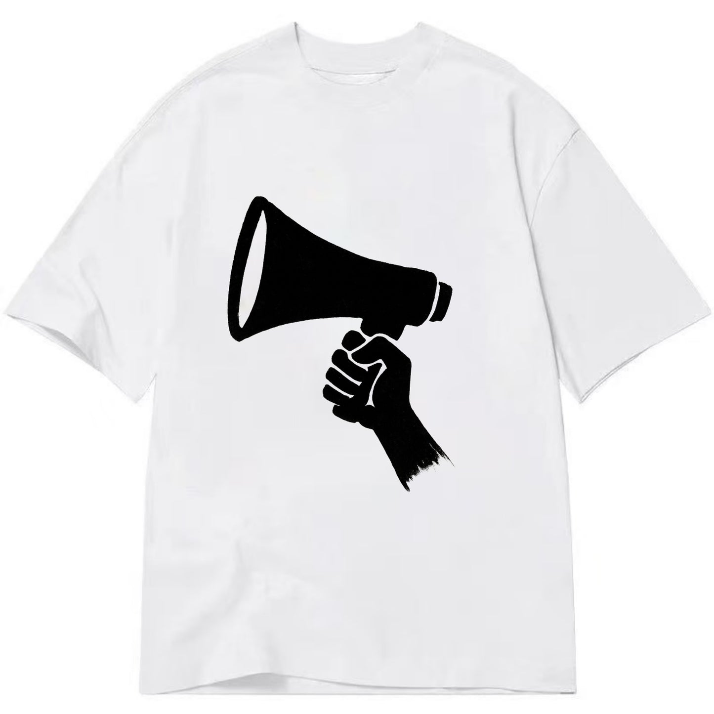 Megaphone silhouette - voice and protest ink brushwork - Classic T-shirt - White