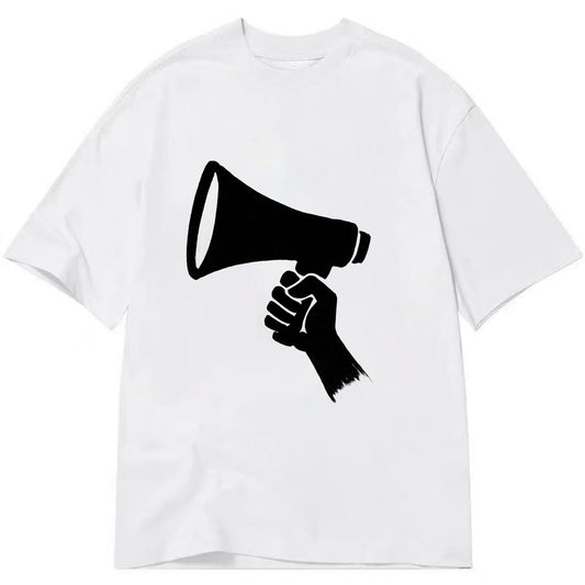 Megaphone silhouette - voice and protest ink brushwork - Classic T-shirt - White