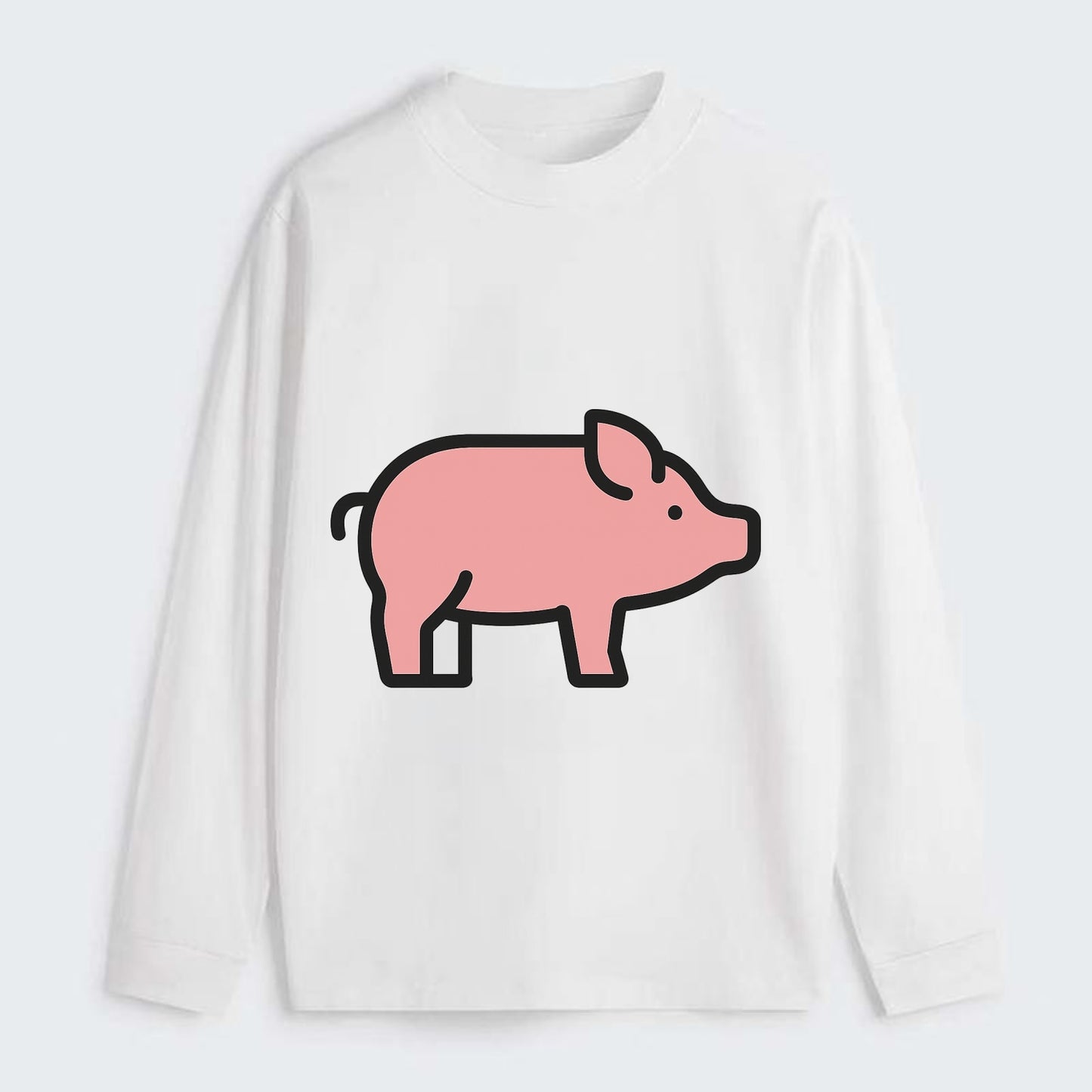 Pig - Pink farm pig flat side profile - Classic Long Sleeve Shirt - White