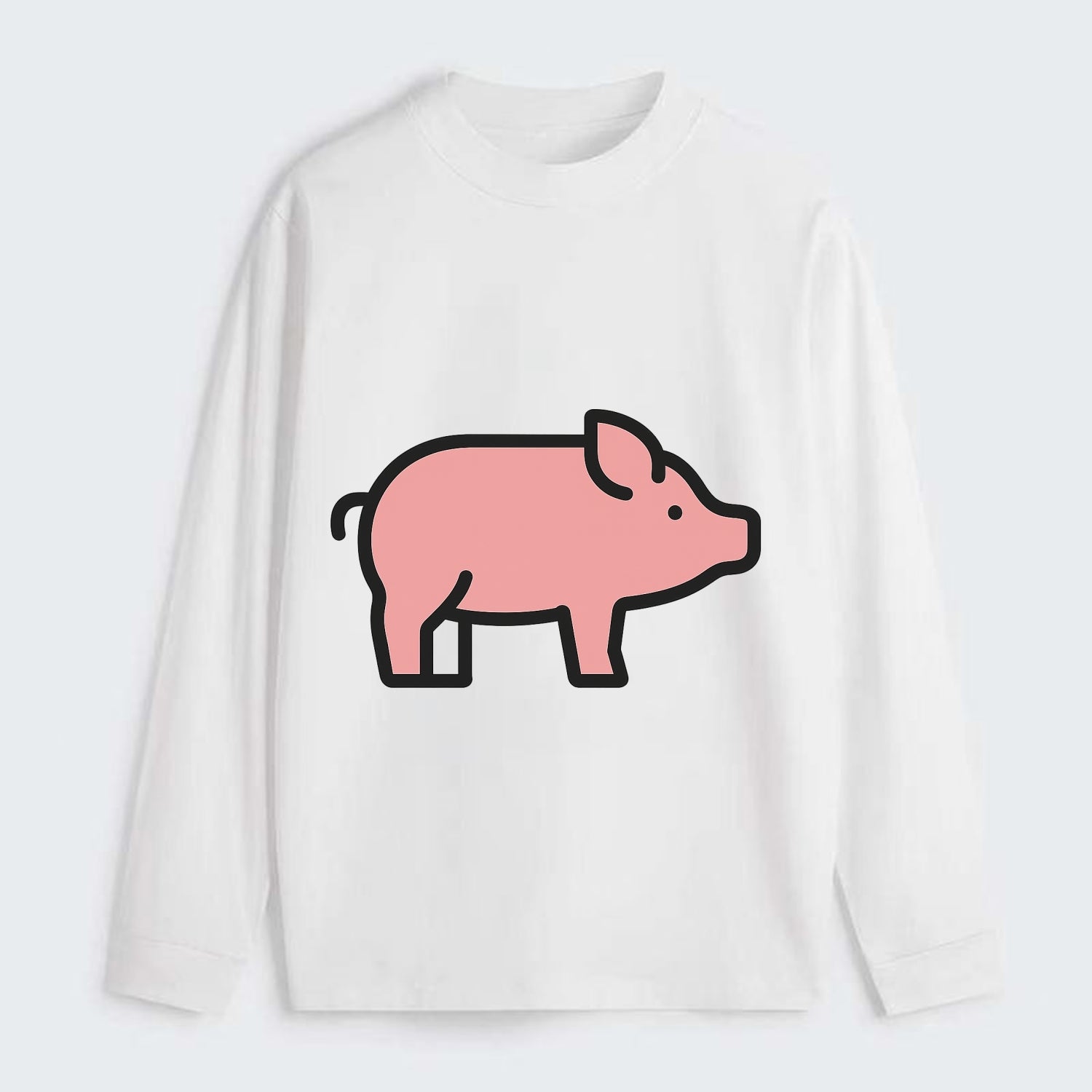 Pig - Pink farm pig flat side profile - Classic Long Sleeve Shirt - White
