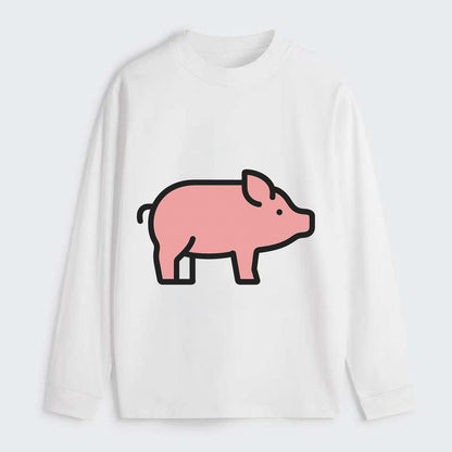 Pig - Pink farm pig flat side profile - Classic Long Sleeve Shirt - White