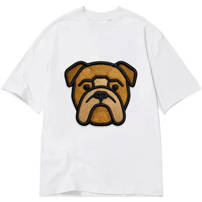Bulldog - Minimalist geometric design wi - Classic T-shirt - White