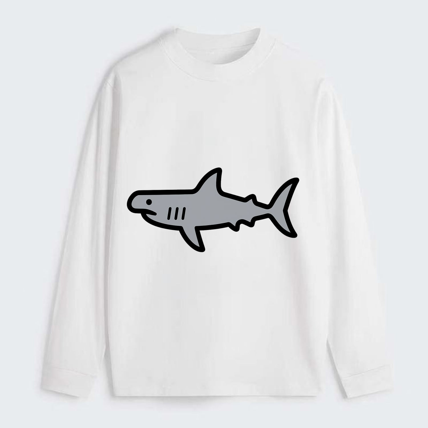 Hammerhead Shark - Gray distinctive head flat side profile - Classic Long Sleeve Shirt - White