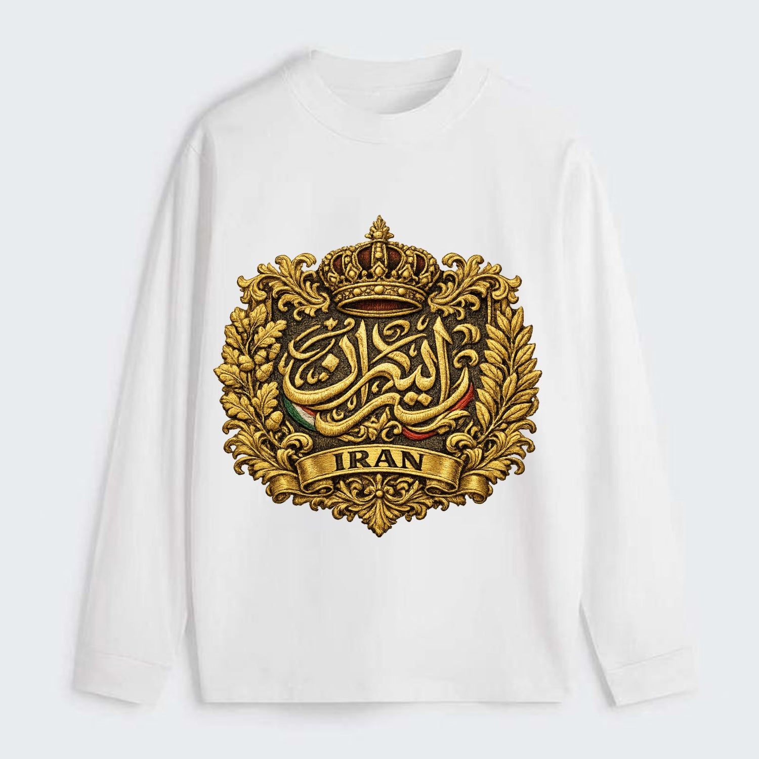 Iran Persian Calligraphy Crest - Classic Long Sleeve Shirt - White