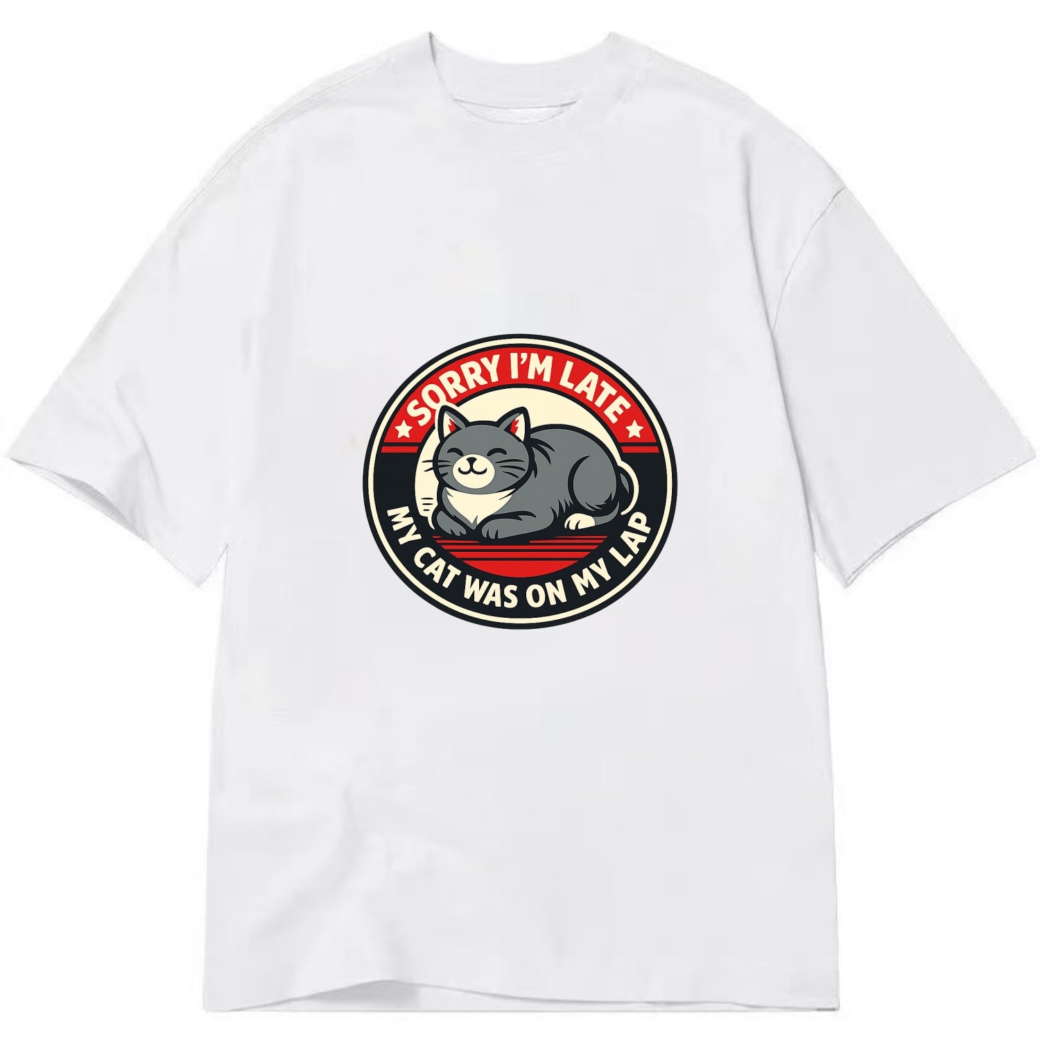 Charming Cat Loaf Excuse Emblem - Classic T-shirt - White