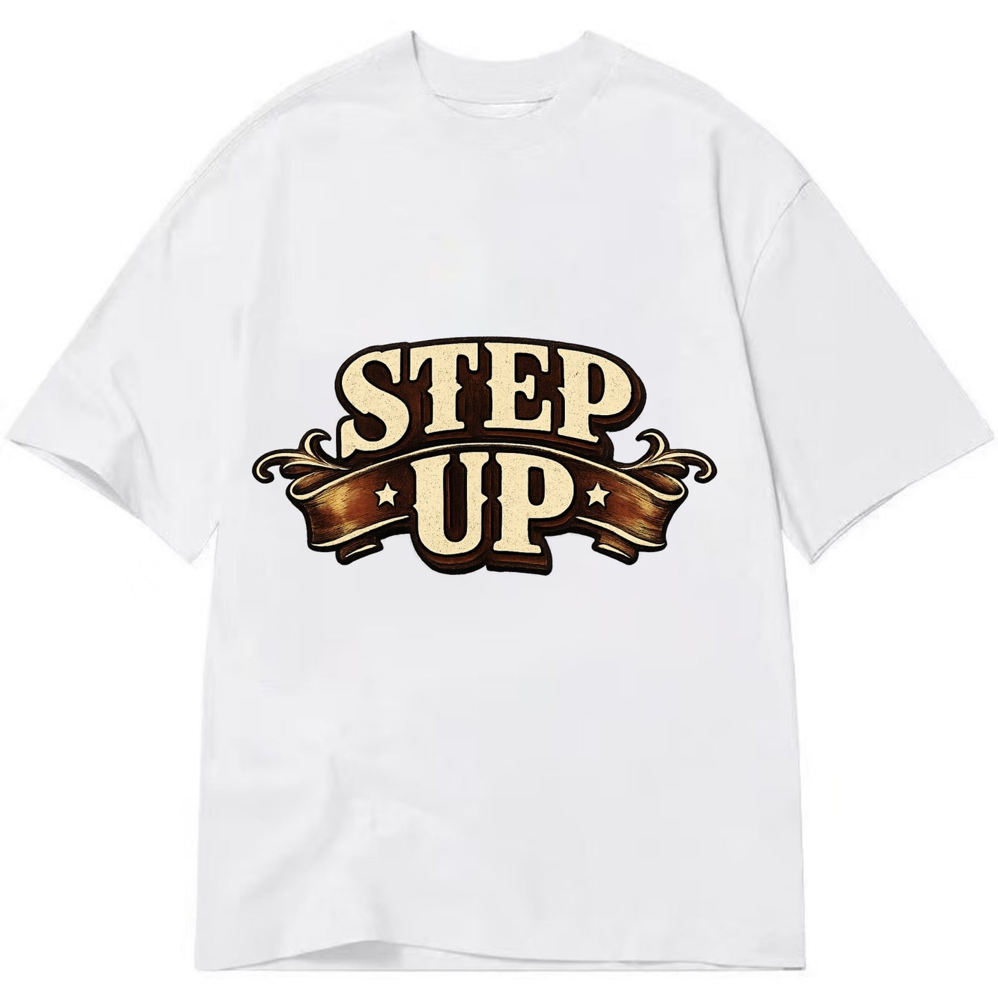 Bold typography design - "STEP UP" - rise to occasion, take charge - Classic T-shirt - White