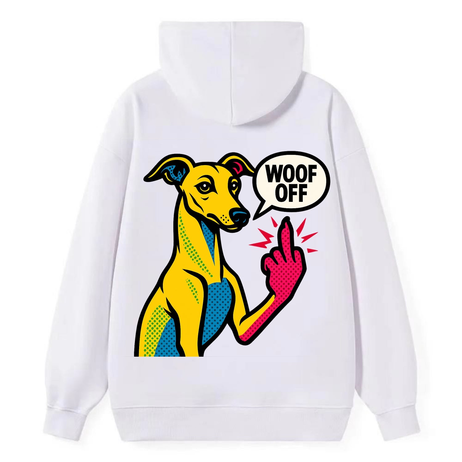 Whippet sleek athletic greyhound-like, elegant long paw giving sass - Classic Pullover Hoodie - White