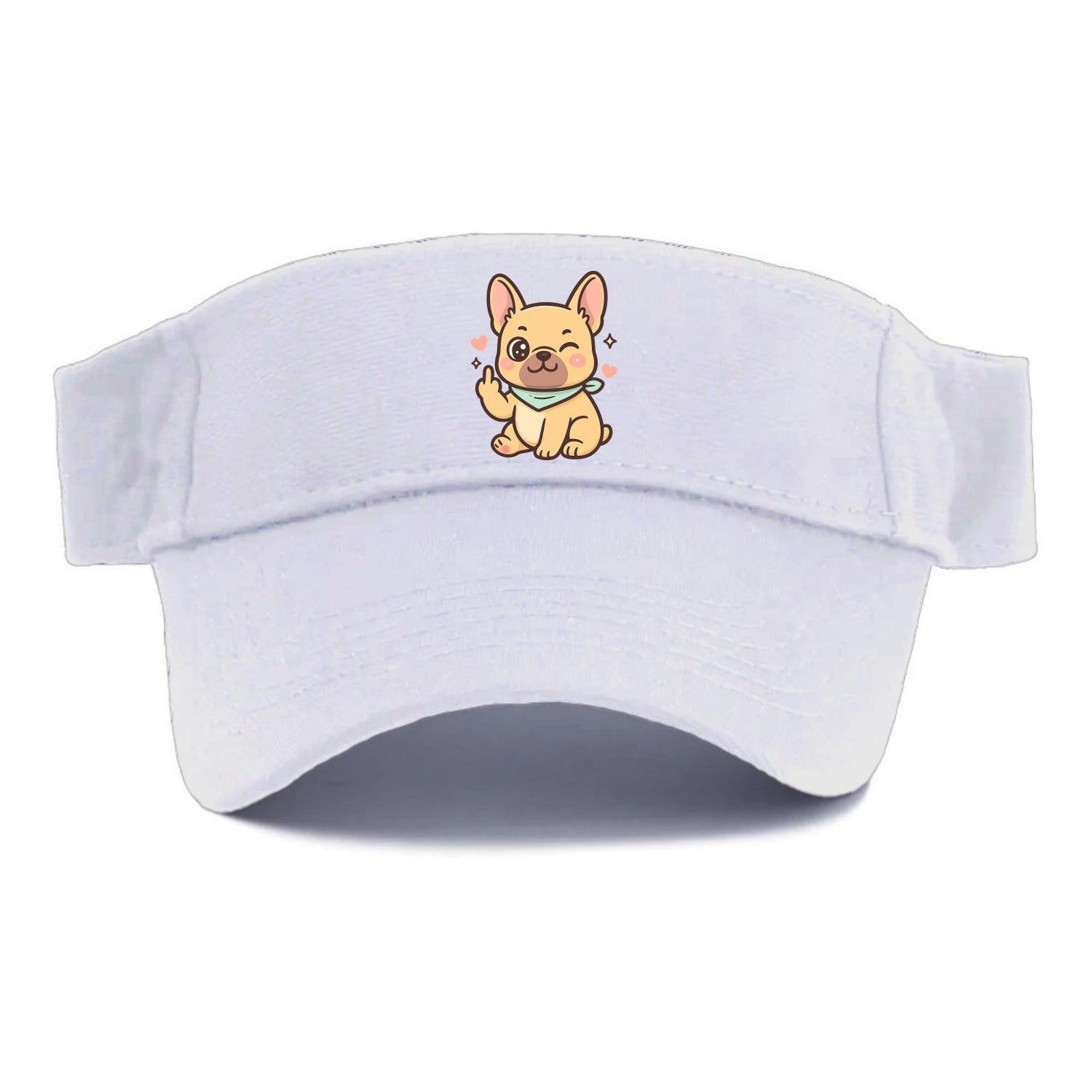 French Bulldog sitting with bat ears up, strong paw with sass - Visor - White