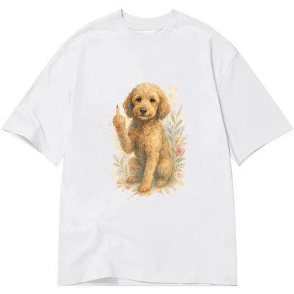 Labradoodle hypoallergenic with wavy coat, intelligent eyes, paw raised - Classic T-shirt - White