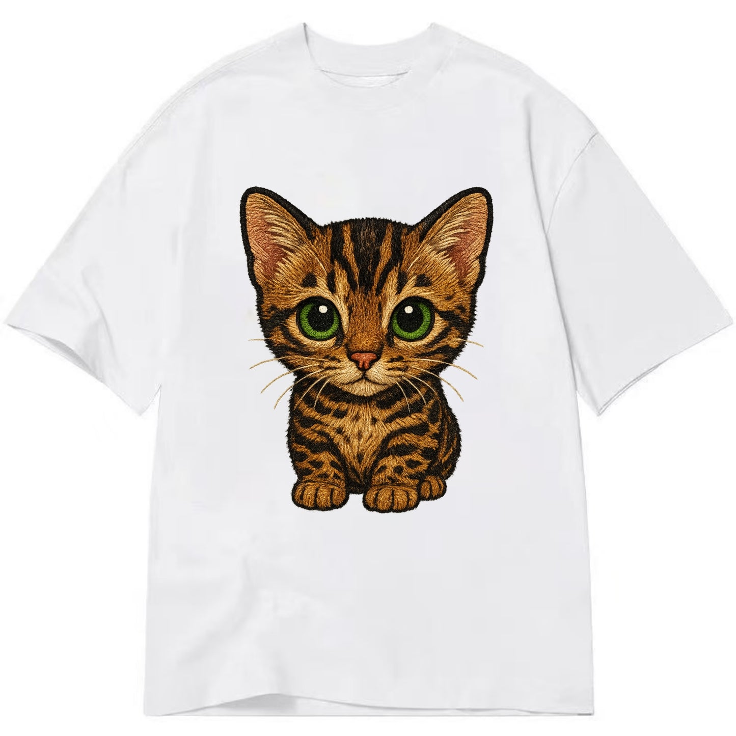 Baby Bengal Kitten - spotted/marbled wild coat, green eyes, athletic build, - Classic T-shirt - White
