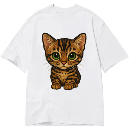 Baby Bengal Kitten - spotted/marbled wild coat, green eyes, athletic build, - Classic T-shirt - White