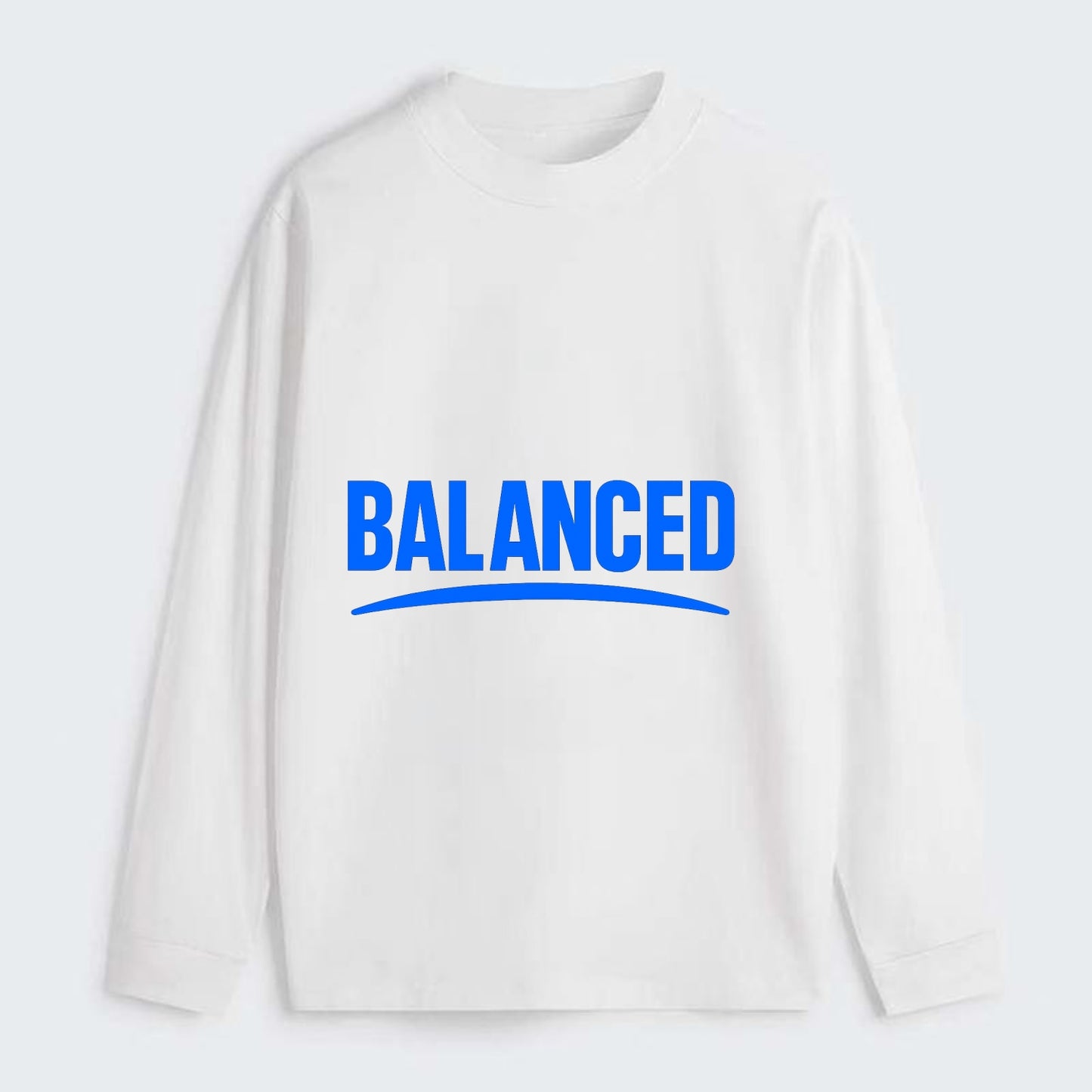 Bold typography design - "BALANCED" - harmony, equilibrium, centered - Classic Long Sleeve Shirt - White