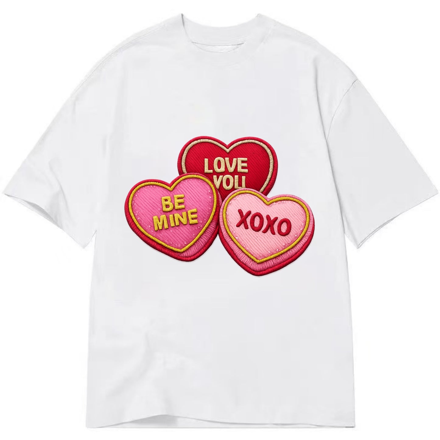 VALENTINES HEARTS - candy hearts in pink and red , love day - Classic T-shirt - White