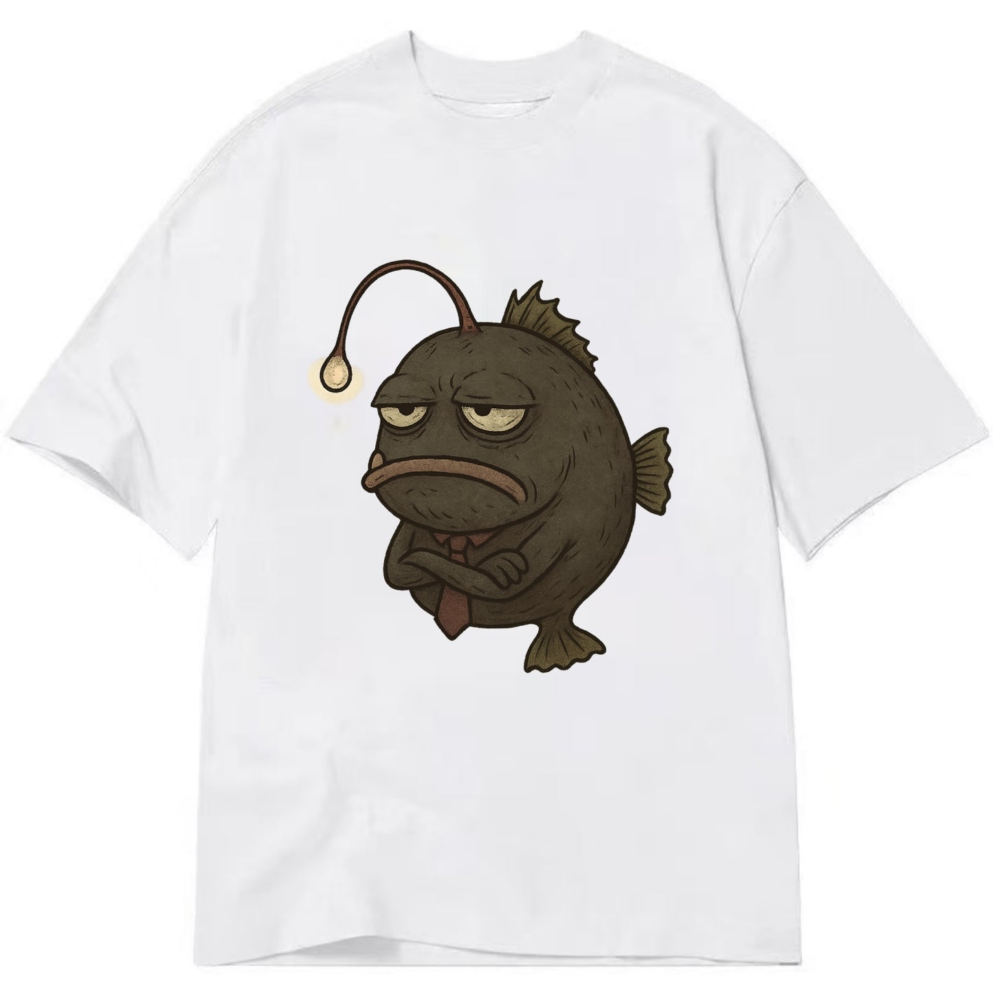 THE ANGLERFISH LURES DISAPPOINTMENT | Dark gray anglerfish with dim light - Classic T-shirt - White