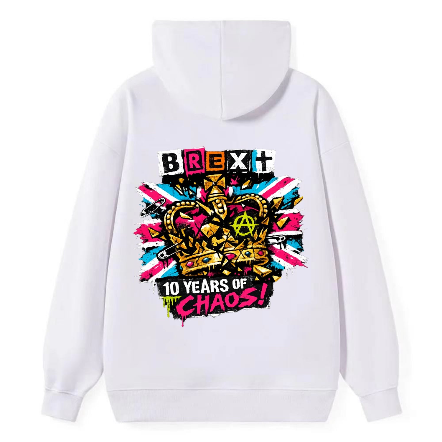 BROKEN CROWN | Shattered British crown | Gold fragments scattered | Power - Classic Pullover Hoodie - White