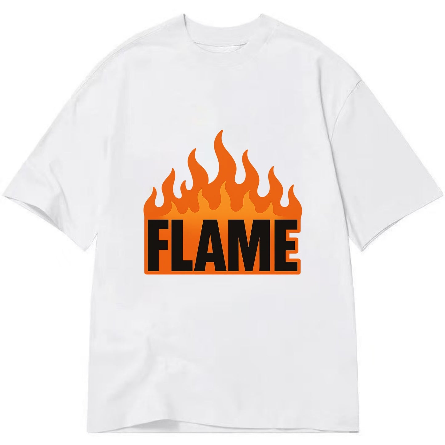 Bold typography design - "FLAME" - burning bright, passionate - Classic T-shirt - White