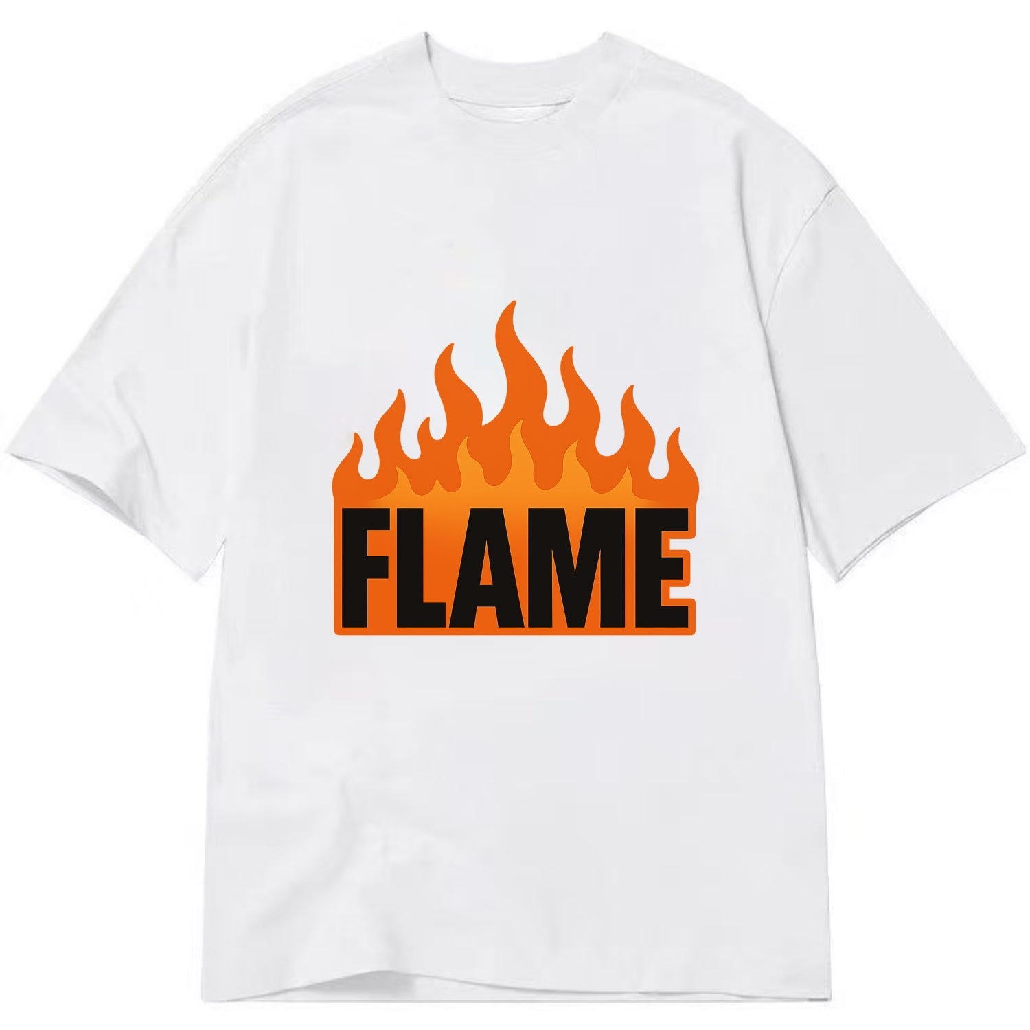 Bold typography design - "FLAME" - burning bright, passionate - Classic T-shirt - White
