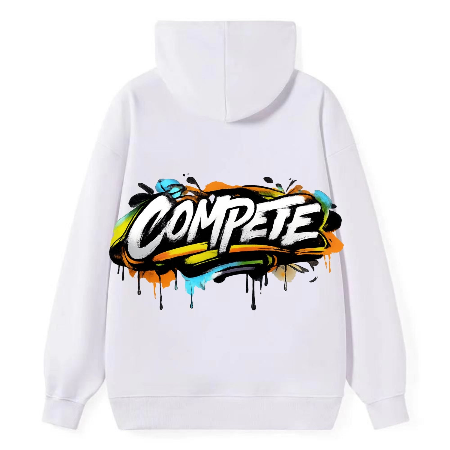 Bold typography design - "COMPETE" - competitive spirit, love the game - Classic Pullover Hoodie - White