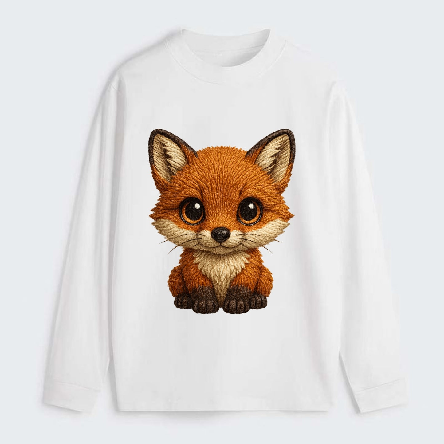 Baby Red Fox - russet fur, white chest, big amber eyes, perky ears, - Classic Long Sleeve Shirt - White