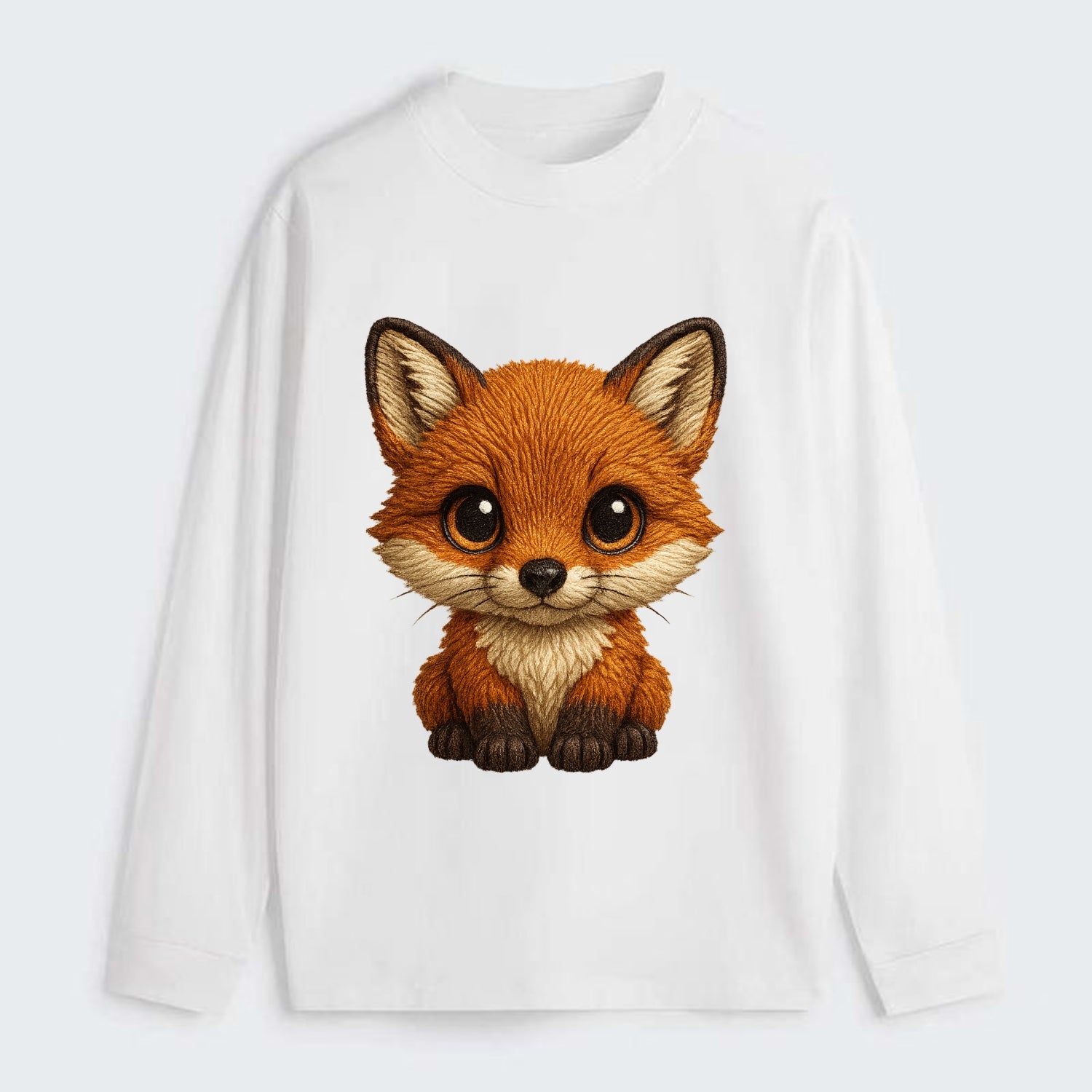 Baby Red Fox - russet fur, white chest, big amber eyes, perky ears, - Classic Long Sleeve Shirt - White