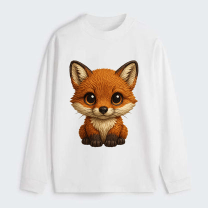 Baby Red Fox - russet fur, white chest, big amber eyes, perky ears, - Classic Long Sleeve Shirt - White