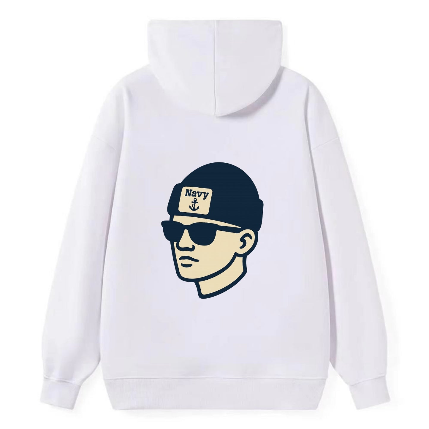 Annapolis Midshipman wearing Navy beanie with anchor patch - Classic Pullover Hoodie - White