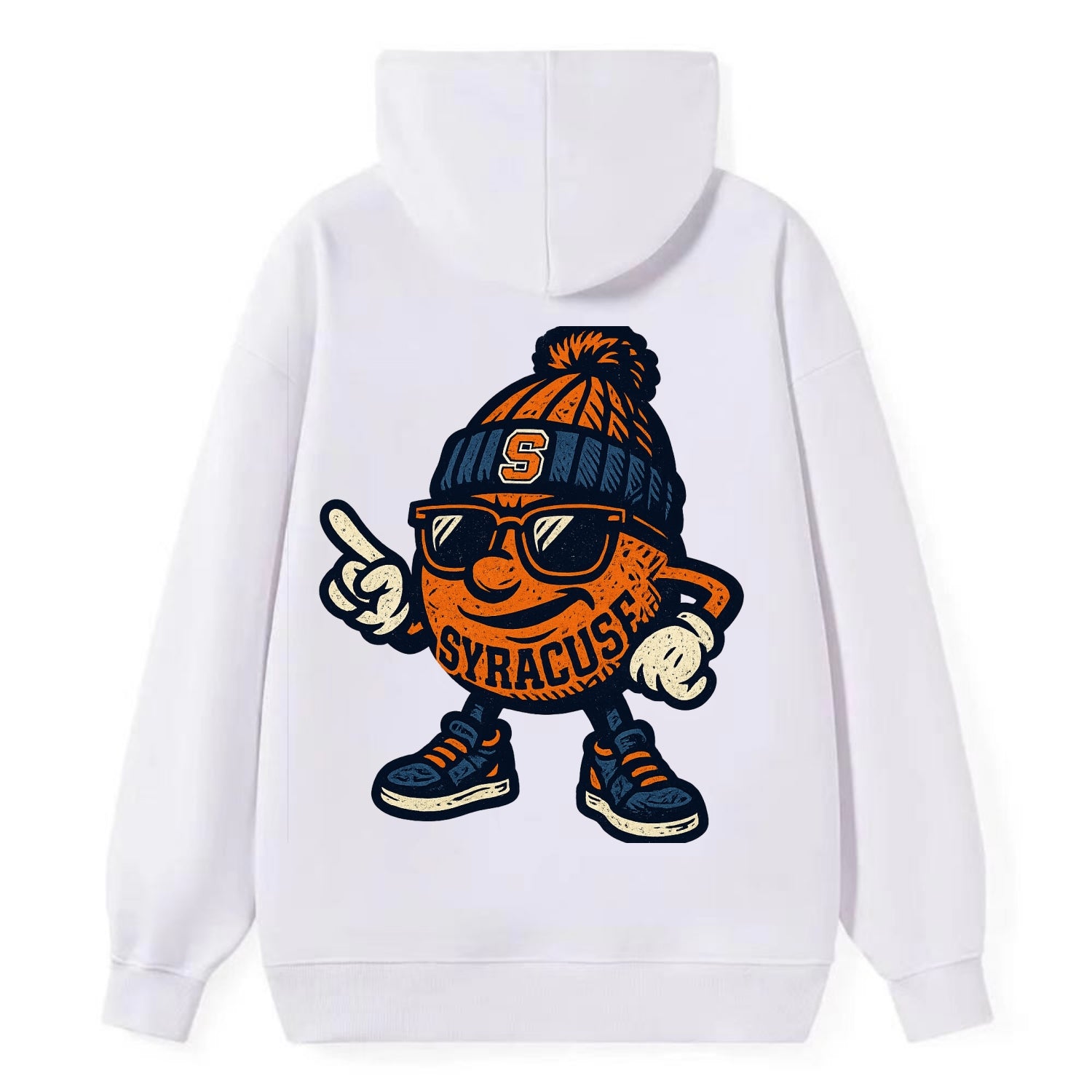 Syracuse Orange wearing Syracuse beanie with S patch - Classic Pullover Hoodie - White