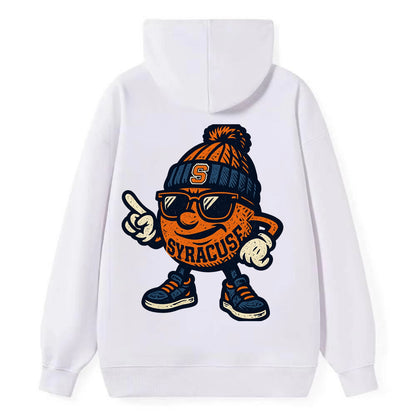 Syracuse Orange wearing Syracuse beanie with S patch - Classic Pullover Hoodie - White