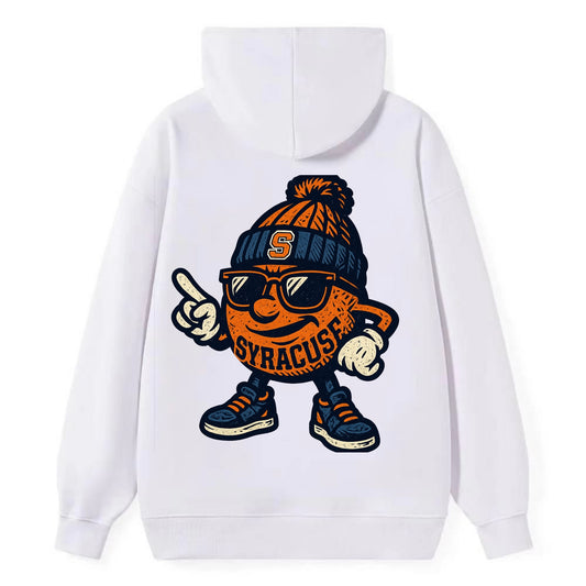 Syracuse Orange wearing Syracuse beanie with S patch - Classic Pullover Hoodie - White
