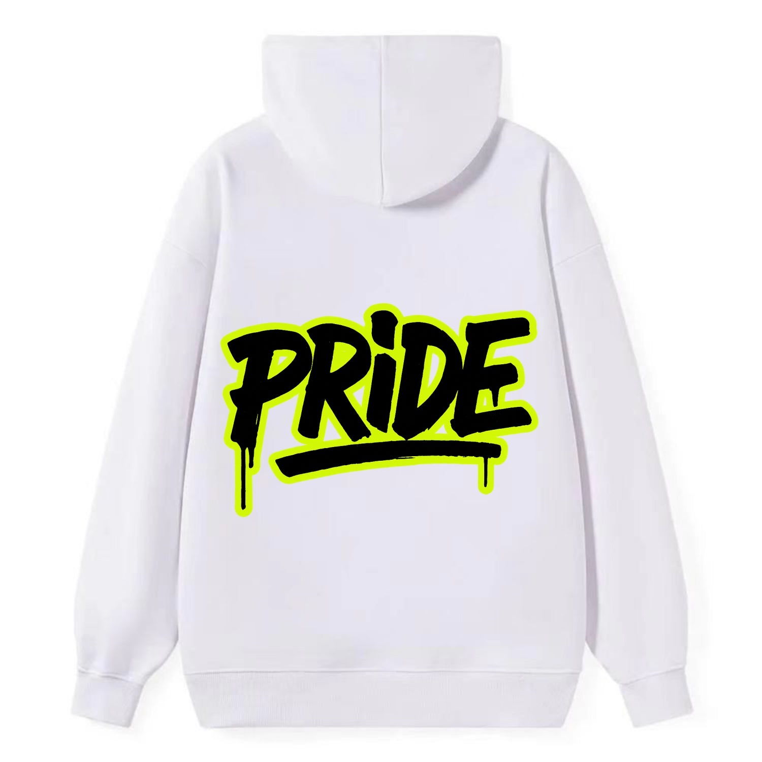 Bold typography design - "PRIDE" - dignified satisfaction, honor - Classic Pullover Hoodie - White
