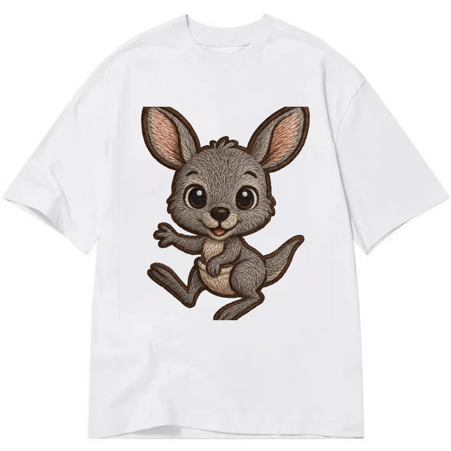 Baby Kangaroo Joey - gray fur, large ears, in pouch peek, bright eyes, - Classic T-shirt - White