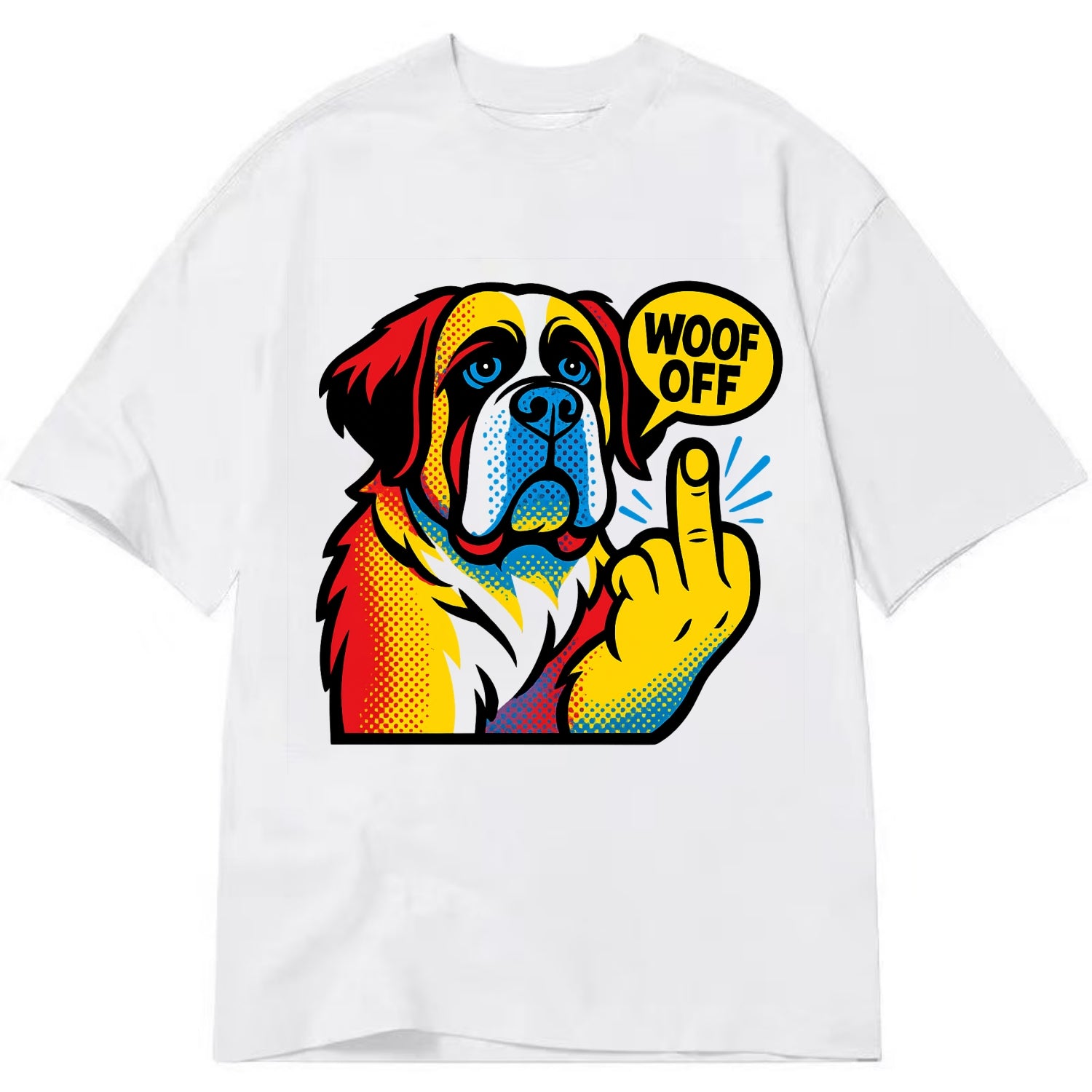 Saint Bernard with gentle giant face and droopy jowls, huge paw raised - Classic T-shirt - White
