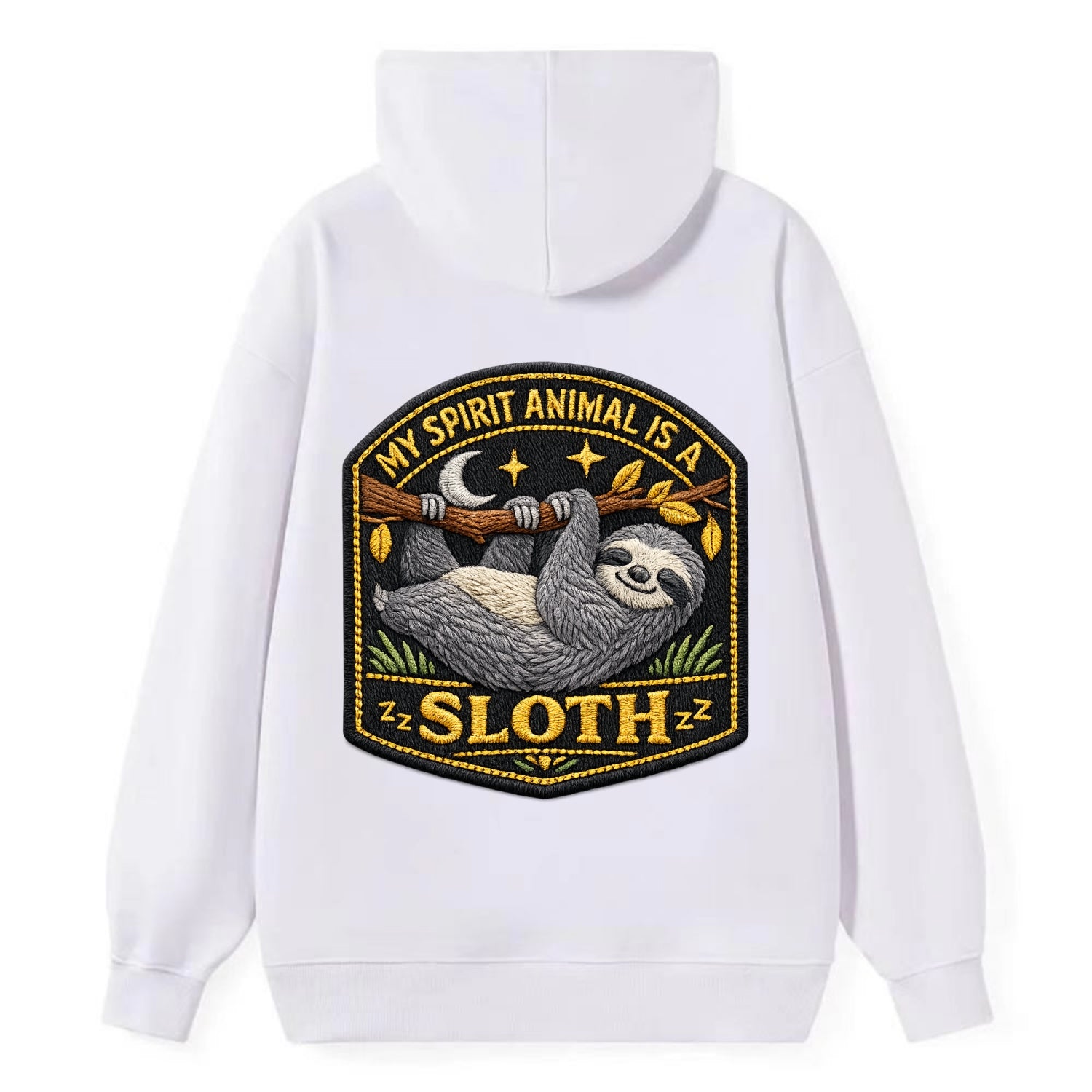 MY SPIRIT ANIMAL IS A SLOTH - lazy sloth in gray , slow life - Classic Pullover Hoodie - White