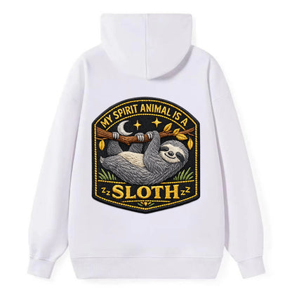MY SPIRIT ANIMAL IS A SLOTH - lazy sloth in gray , slow life - Classic Pullover Hoodie - White