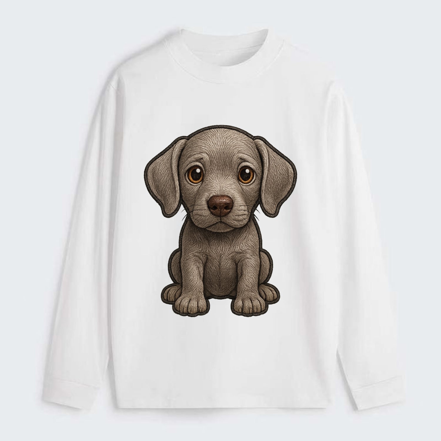 Baby Weimaraner Puppy - silver-gray coat, amber eyes, sleek body, - Classic Long Sleeve Shirt - White