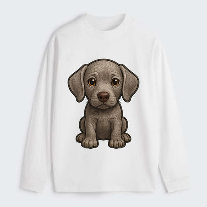 Baby Weimaraner Puppy - silver-gray coat, amber eyes, sleek body, - Classic Long Sleeve Shirt - White