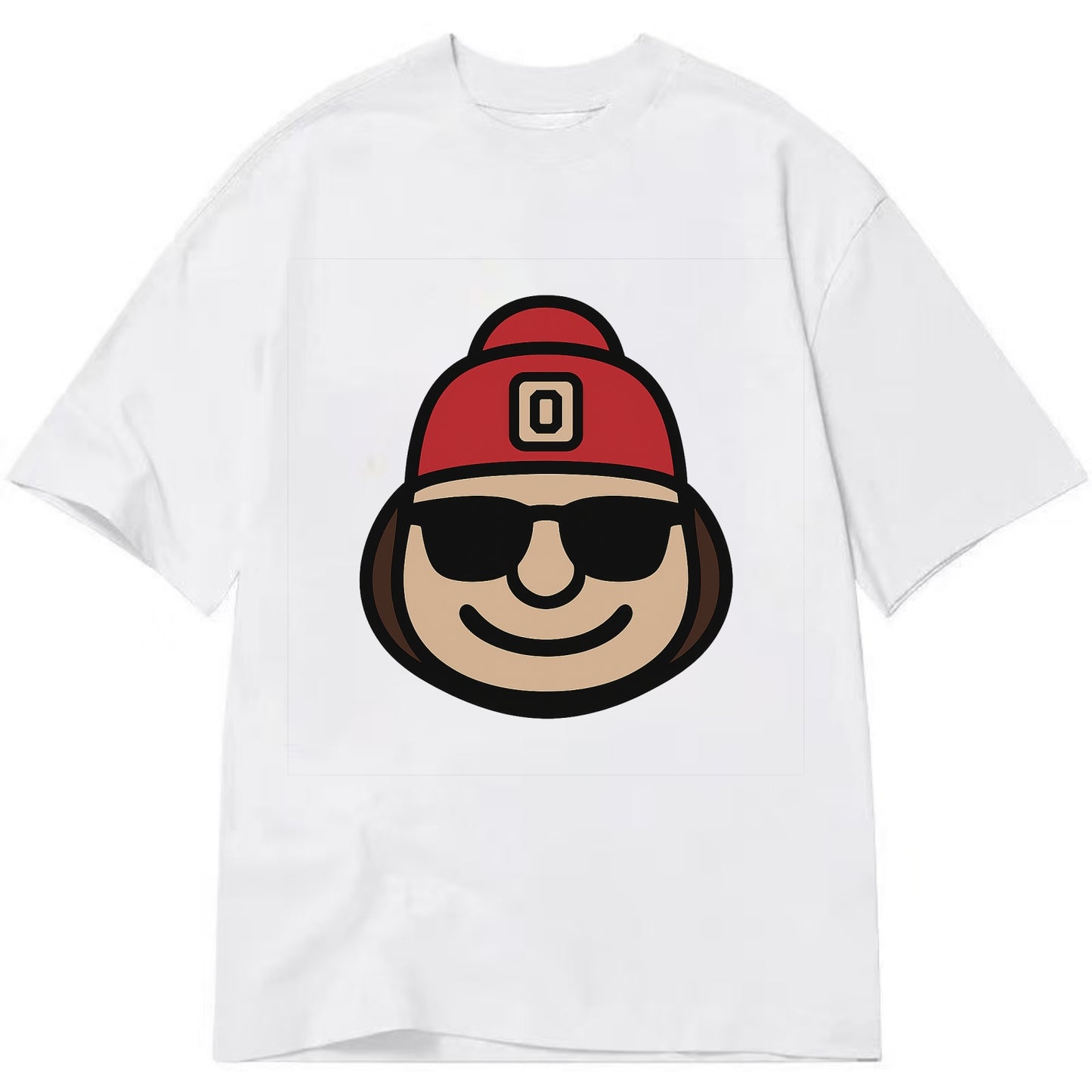 Columbus Brutus wearing Ohio State beanie with Block O patch - Classic T-shirt - White