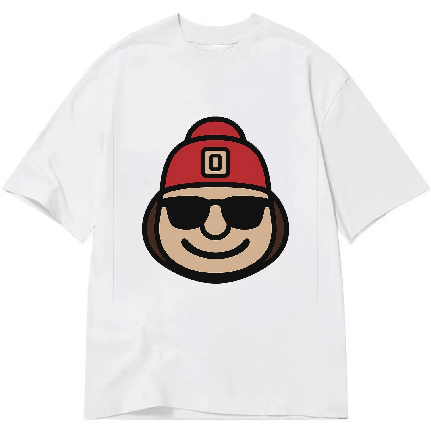 Columbus Brutus wearing Ohio State beanie with Block O patch - Classic T-shirt - White