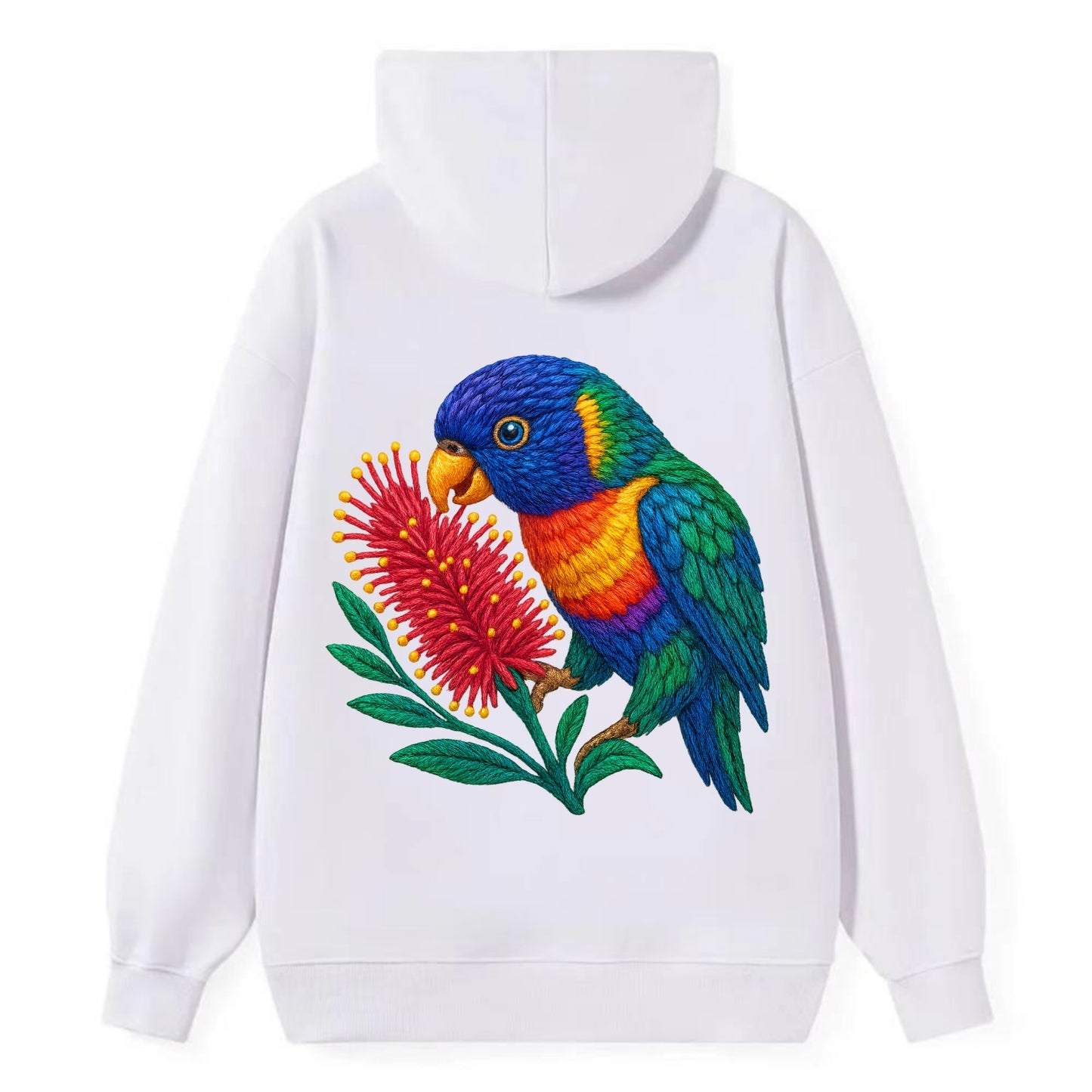 Rainbow Lorikeet Bottlebrush - Classic Pullover Hoodie - White