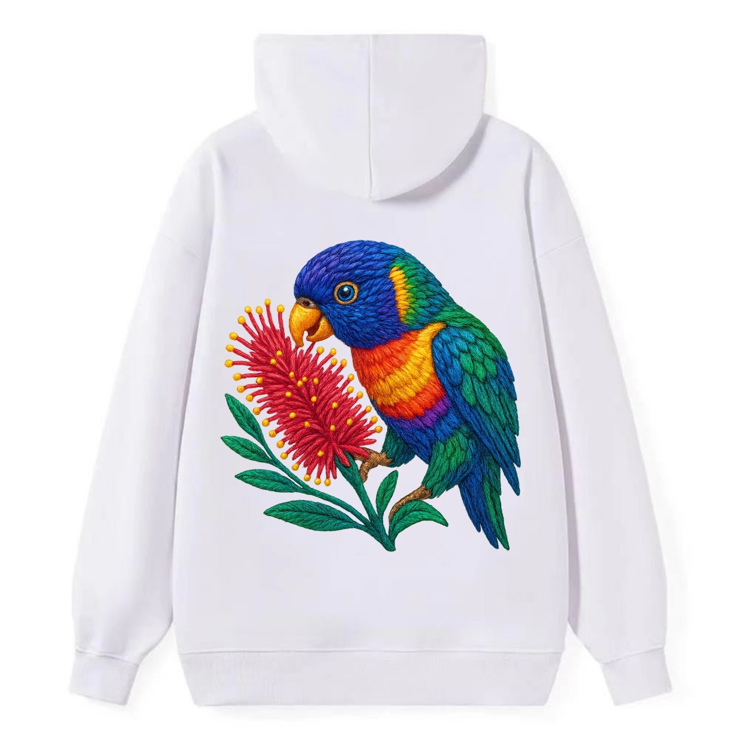 Rainbow Lorikeet Bottlebrush - Classic Pullover Hoodie - White