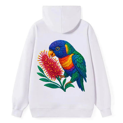 Rainbow Lorikeet Bottlebrush - Classic Pullover Hoodie - White