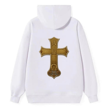Alpha Omega Cross  - Classic Pullover Hoodie - White