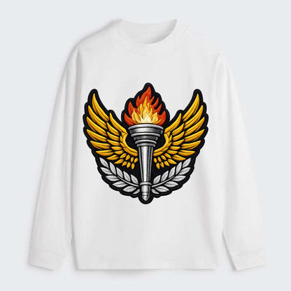 Embroidered patch design - TRACK AND FIELD TORCH - Olympic style torch - Classic Long Sleeve Shirt - White