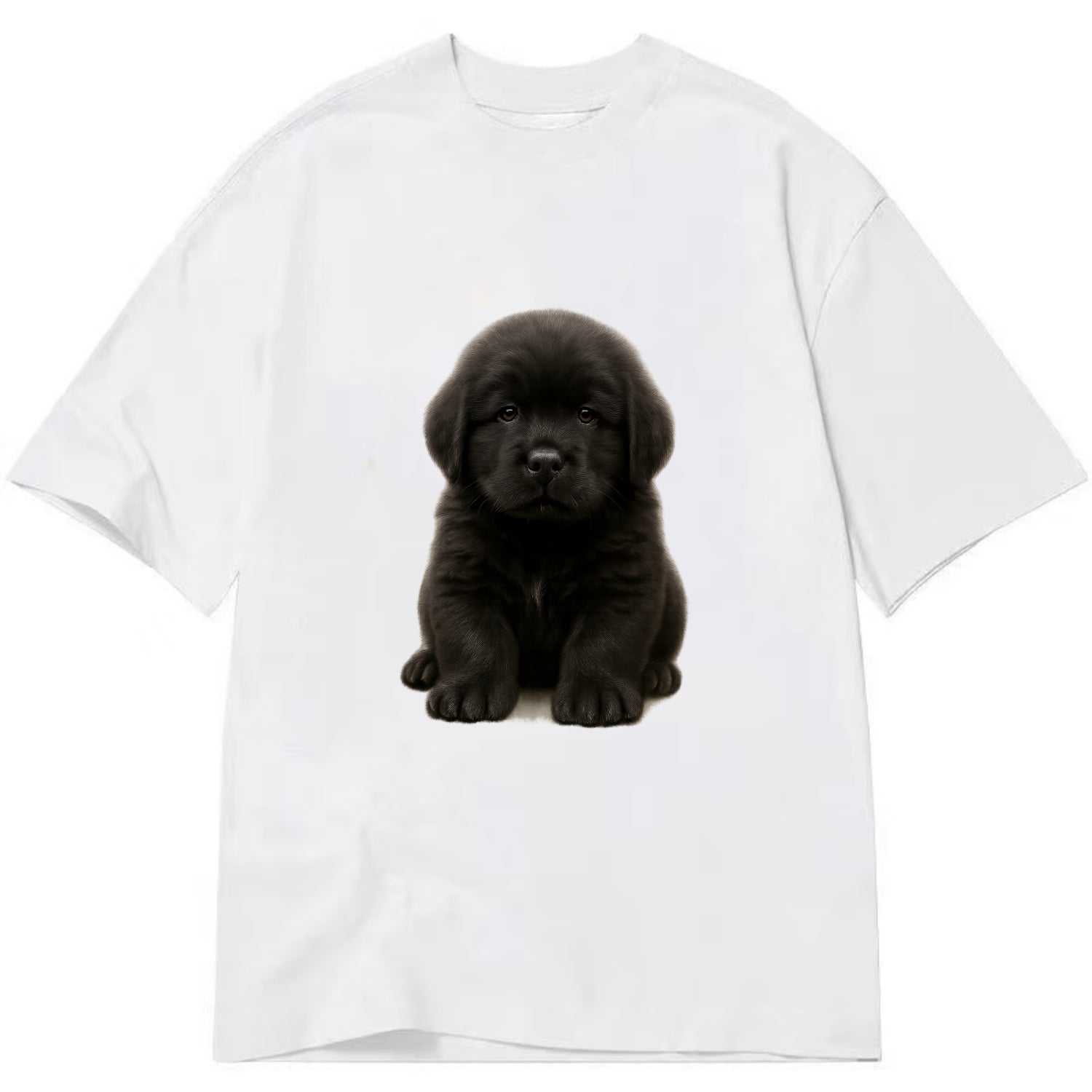 Baby Newfoundland Puppy - giant fluffy black, gentle eyes, webbed paws, - Classic T-shirt - White